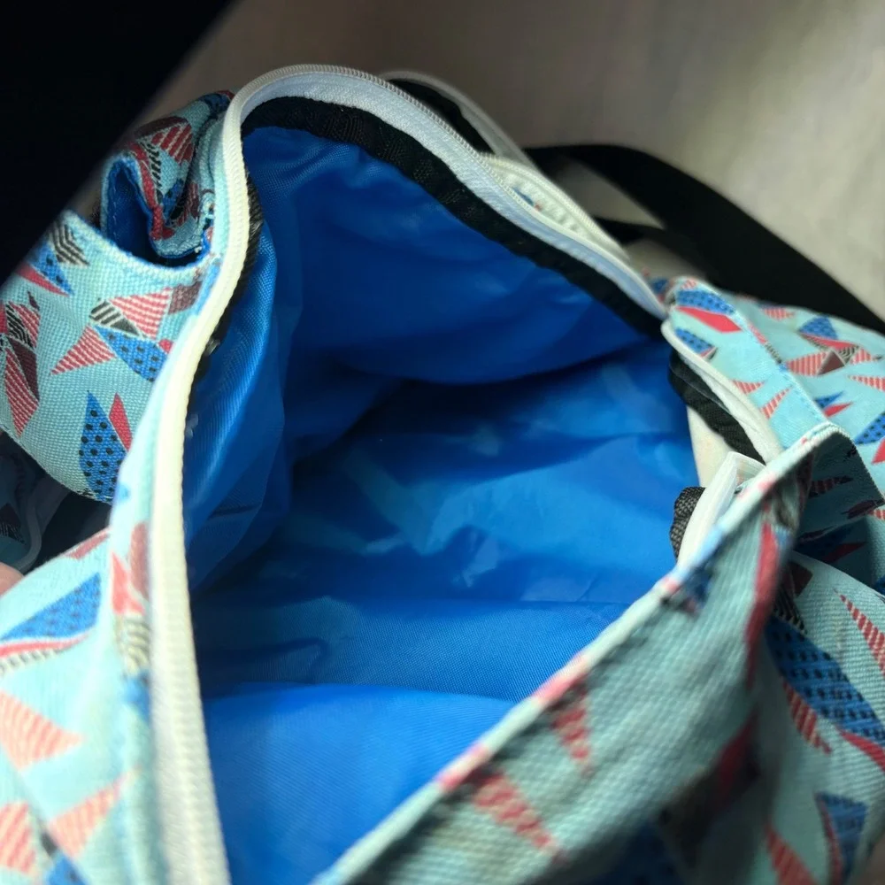 KAVU Rope Bag Sling Backpack Blue Origami Bird Print Cotton Canvas Outdoor
